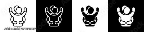 Mutual Support System line n glyph icon style in white and background