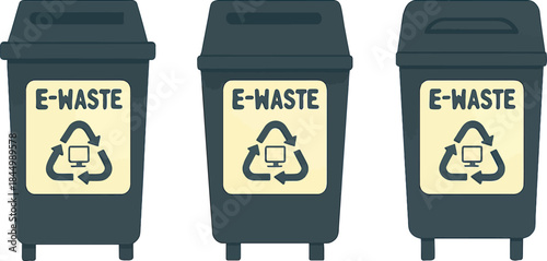 Three EWaste Recycling Bins for Electronic Waste Disposal