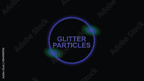 Blue Glitter Particles Ring With Green Ovals vector