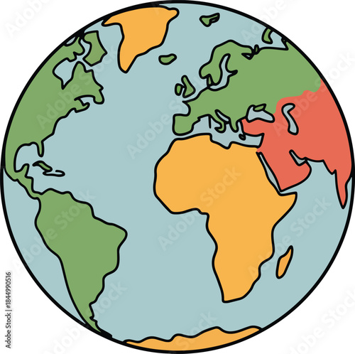 Detailed World Globe with Clearly Defined Continents and Oceans