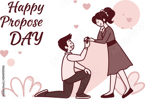 A heartfelt proposal: man on one knee offering a ring to his beloved on propose day