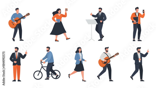 Diverse People Engaged in Various Activities, Hobbies, and Lifestyle Illustrations