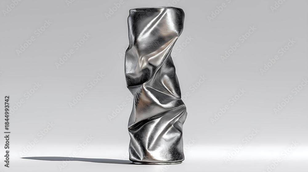 Obraz premium Modern Metal Sculpture with Twisted Abstract Design and Shiny Finish for Contemporary Home Decor and Gallery Exhibitions