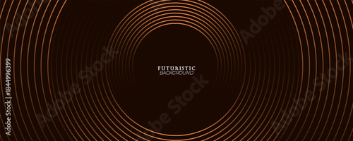 3D brown lines techno abstract background overlap layer on dark space with circles shapes effect decoration. Modern graphic design element stripes style concept for web banner, card, or brochure cover