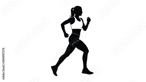 Silhouette of a woman running showcasing athletic form and dynamic movement