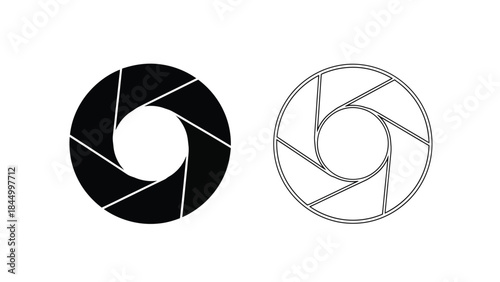 A visual representation of camera aperture diagrams in filled and outline styles