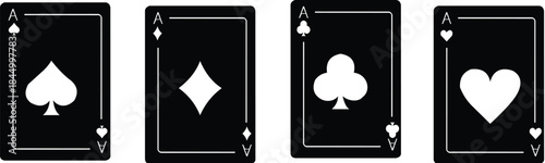Ace Of Spades Vector Icon Illustration With Playing Card Suit Symbols Including Hearts Spades Diamonds And Clubs In Clean Minimal Outline Style Design