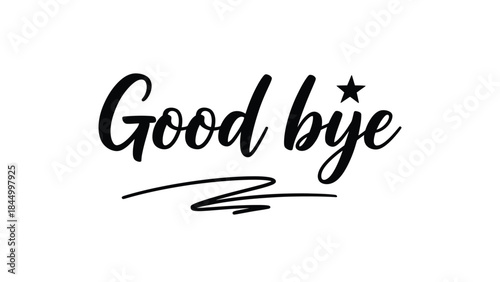 Elegant hand lettered good bye typography with a decorative star and flourish