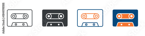 Cassette Tape Icon Set Multiple Style Collection 