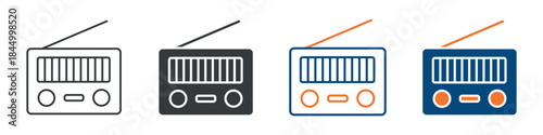 Retro Radio Icon Set Multiple Style Collection 