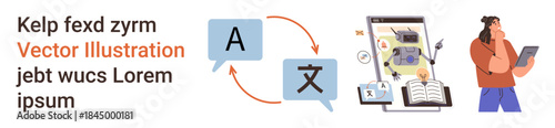 Language learning, translation services, mobile technology, accessibility, global communication, education. Language conversion with apps, text and characters. Translation and mobile technology