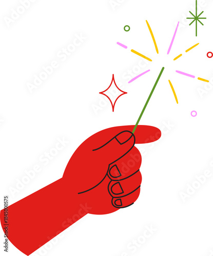Illustration of Hand Holding a Sparkler