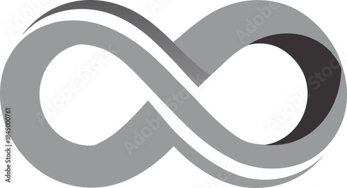 Gray Infinity Symbol With White Stripes and Subtle Shading sign endless