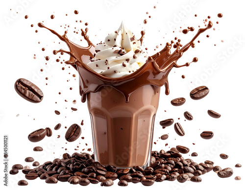  Creamy Chocolate Milkshake with Splash Effect – Gourmet Dessert PNG
