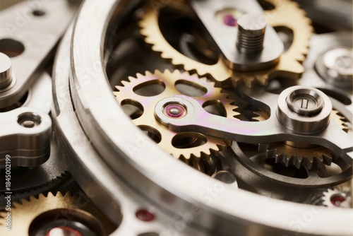 Wallpaper Mural Close-up view of intricate mechanical gears and components in a precision clockwork mechanism Torontodigital.ca