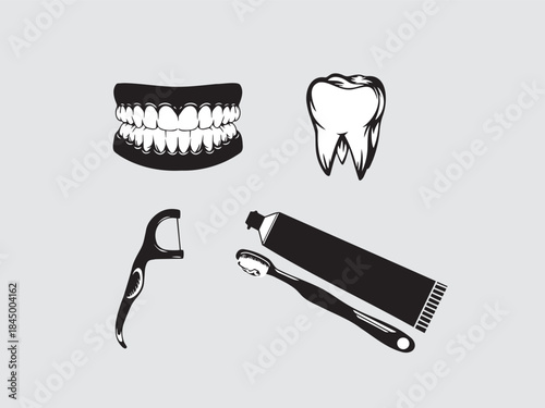 Dental Care Vector Illustration Set