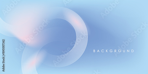 Abstract circle lines on light blue background. Geometric stripe line art design for poster, brochure, cover, website, header, web banner, presentation.