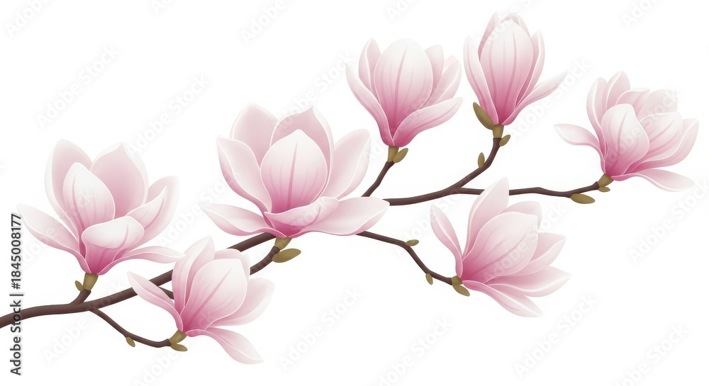 Obraz premium Delicate pink magnolia flowers on a branch