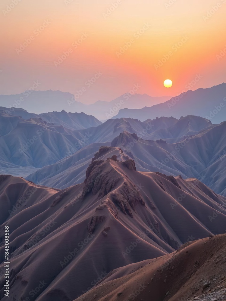Naklejka premium Picturesque Asir Mountains at Sunrise, Saudi Arabia, panoramic, Middle East