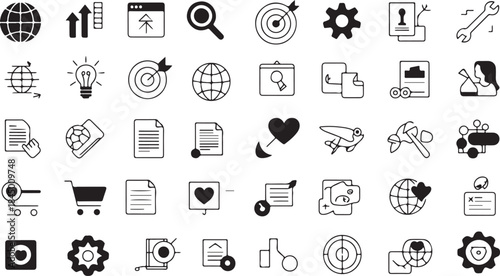 Comprehensive Collection of Business and Marketing Strategy Icons for Digital Growth