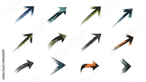 Collection of Abstract Arrow Brush Strokes for Directional and Progress Illustrations