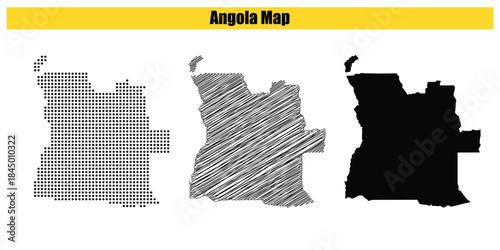 Halftone Dotted, Sketch, Silhouette, Vector illustration, Map