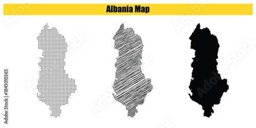 Halftone Dotted, Sketch, Silhouette, Vector illustration, Map