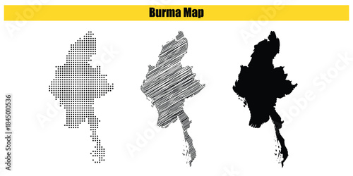 Halftone Dotted, Sketch, Silhouette, Vector illustration, Map