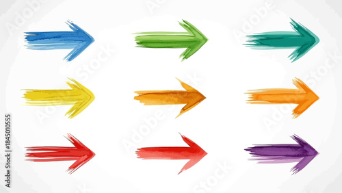 Colorful Watercolor Arrow Set Directional Graphics for Design and Navigation, Ready for Web and Print