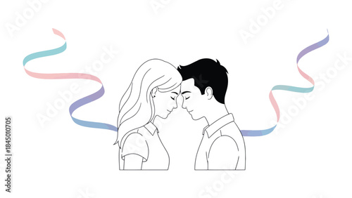 Harmony in Connection: An artistic sketch depicts a moment of intimate connection between a couple, evoking feelings of love, support, and closeness.