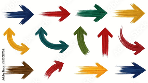 Colorful Arrow Directional Set A Collection of Artistic Directional Arrows with a Brush Stroke Effect