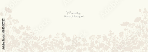 ナチュラルでシックな草花シルエットの背景イラスト