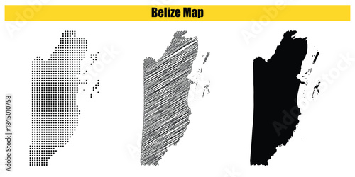 Halftone Dotted, Sketch, Silhouette, Vector illustration, Map