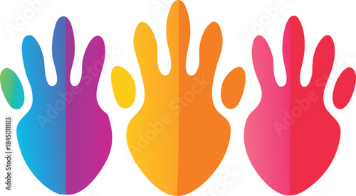 Colorful overlapping watercolor handprint vector illustration scalable eps graphic