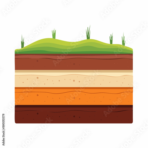 Soil Layers With Grass Ground Nature Illustration
