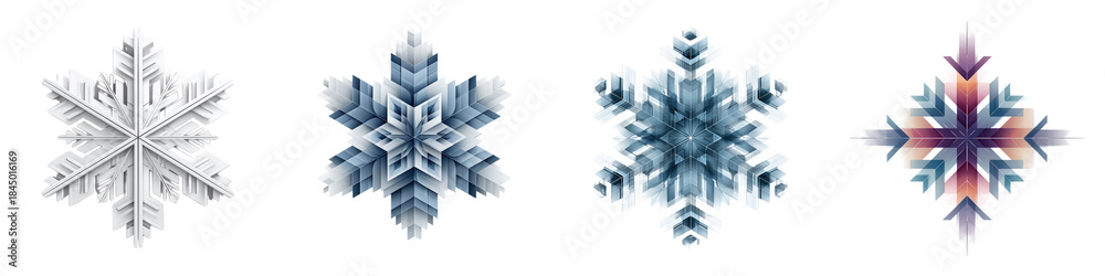 Fototapeta premium Watercolor Snowflake Collection: Delicate Winter Designs for Festive Projects