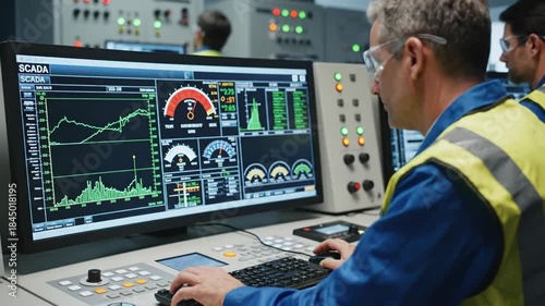 Engineers Monitoring Data on Computer Screen.