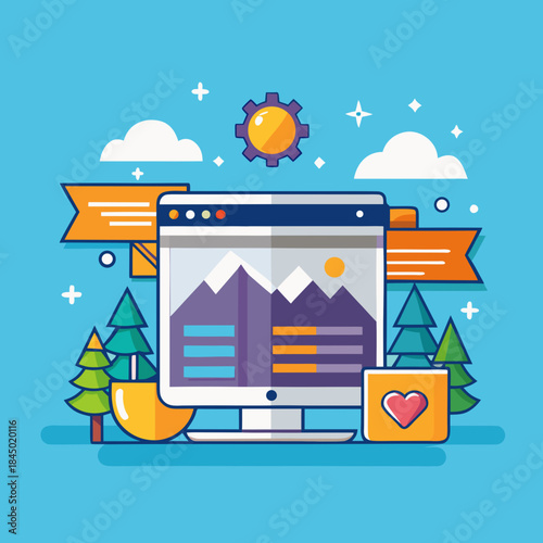 Website Development and Technology Flat Illustration