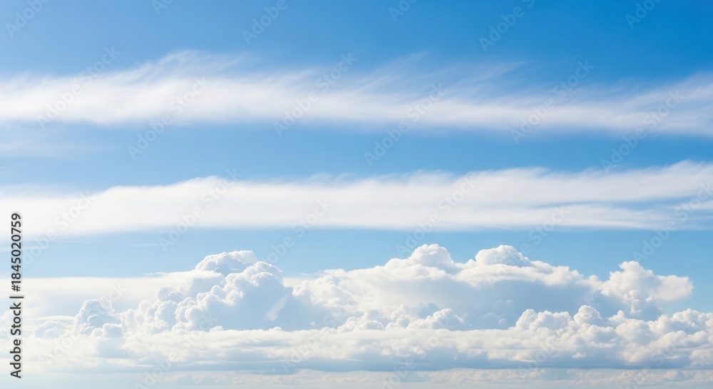 Fototapeta premium Beautiful Blue Sky With Fluffy White Clouds