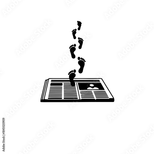 icon showing footsteps fading away as they cross a piece of text or newsprint, symbolizing disappeared journalists, covered-up cases, and the deliberate erasure of evidence