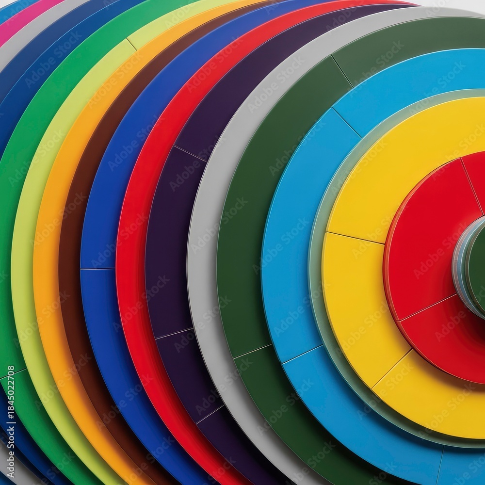 Obraz premium Colorful Circular Discs Arranged in a Gradient Pattern.