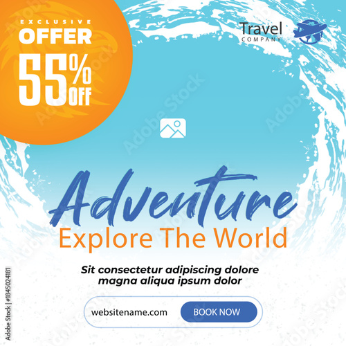 Travel agency post banner and Social media traveling template vector design