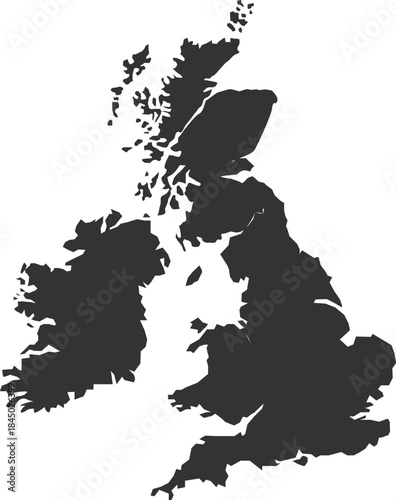 Simplified silhouette map of British Isles and Ireland