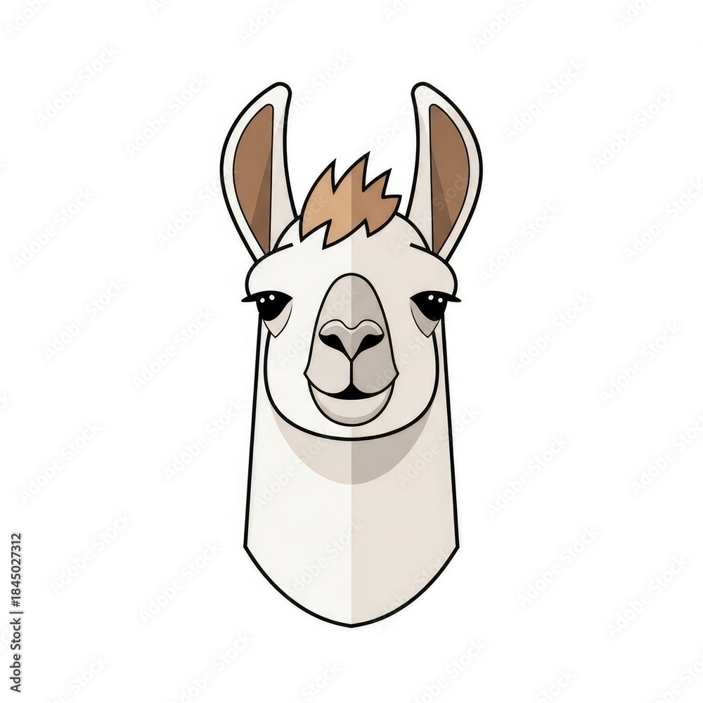 Obraz premium Cute cartoon llama head vector illustration isolated on white background.