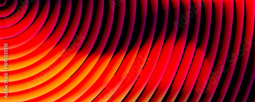 Summer redfractal glass grainy blurred neon textured, Futuristic neon texture with bright smooth fluted curved lines. vibrant shades of light red with orange background design