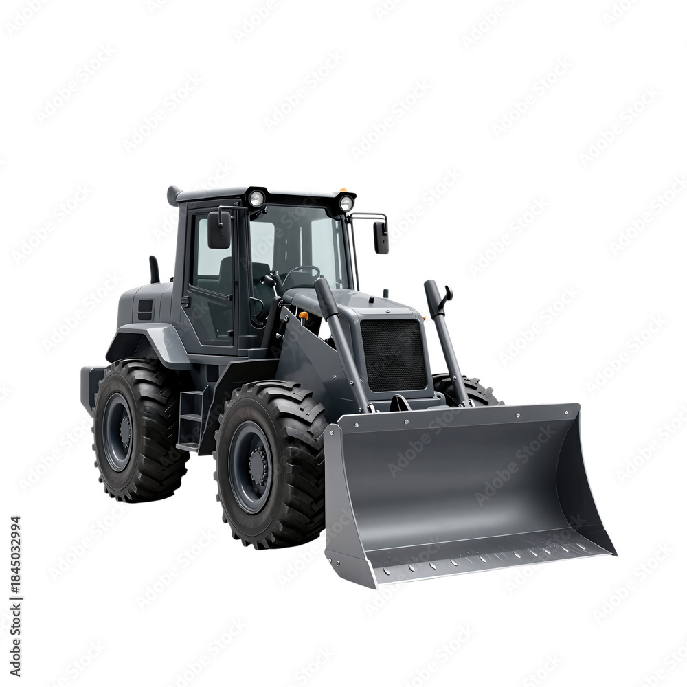 Naklejka premium Grey Construction Loader Illustration with Shovel