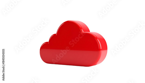 3D rendered, glossy red cloud icon floating against a black background
