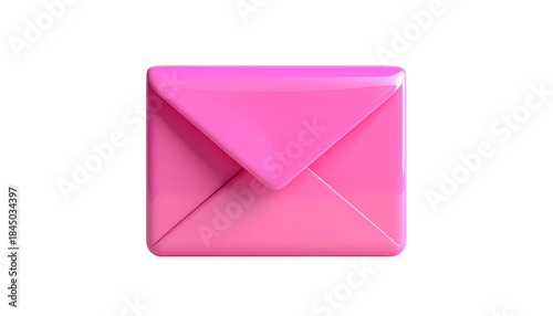 A glossy, pink envelope graphic against a black backdrop, rendered in a 3D style