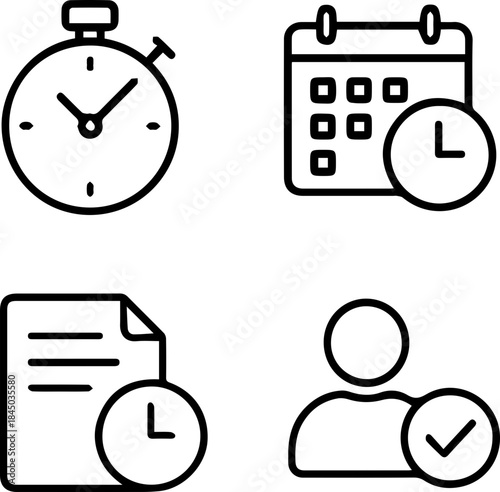 Time and Clock Line Icon Set