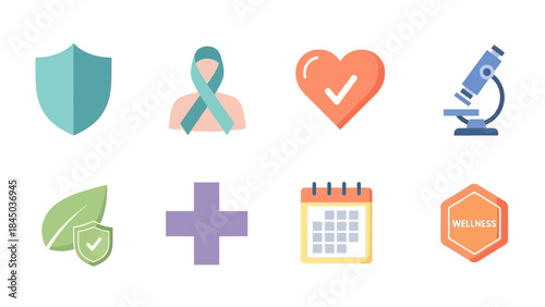 Healthcare Icons Collection: This image showcase a curated collection of healthcare icons, designed with a focus on simplicity and clarity. The icons depict essential concepts of healthcare 